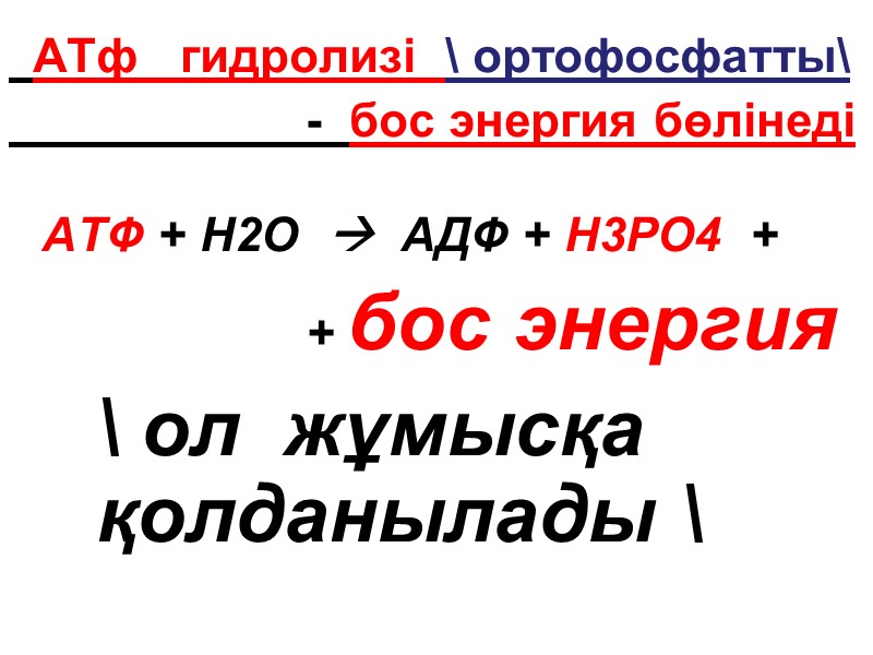 АТф   гидролизі  \ ортофосфатты\       